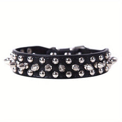 Adjustable Spiked Leather Pet Collar for Dogs