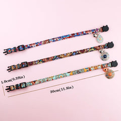 Boho Style Pet Collar with Bell and Metal Pendant
