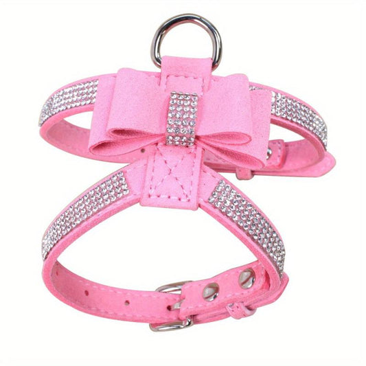 Rhinestone Dog Harness with Soft Vest & Bow Tie