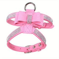 Rhinestone Dog Harness with Soft Vest & Bow Tie