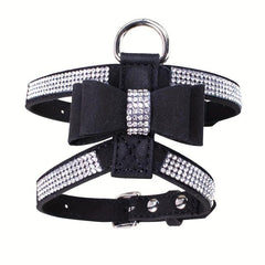 Rhinestone Dog Harness with Soft Vest & Bow Tie