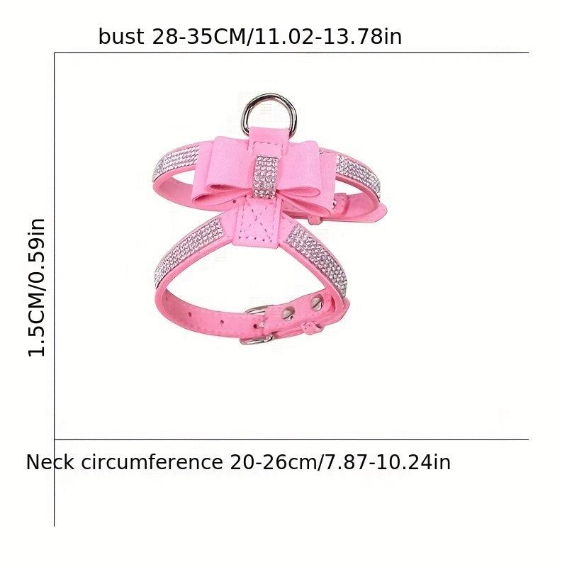 Rhinestone Dog Harness with Soft Vest & Bow Tie
