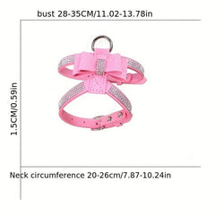 Rhinestone Dog Harness with Soft Vest & Bow Tie