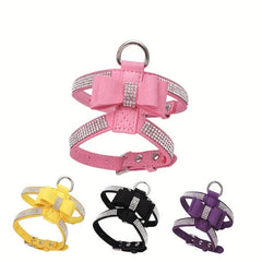 Rhinestone Dog Harness with Soft Vest & Bow Tie