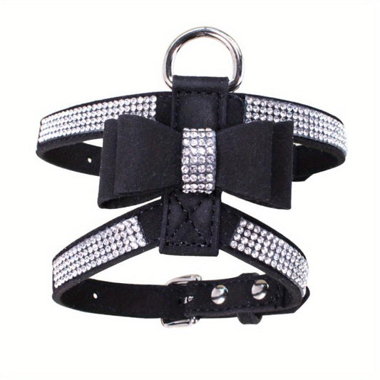 Rhinestone Dog Harness with Soft Vest & Bow Tie