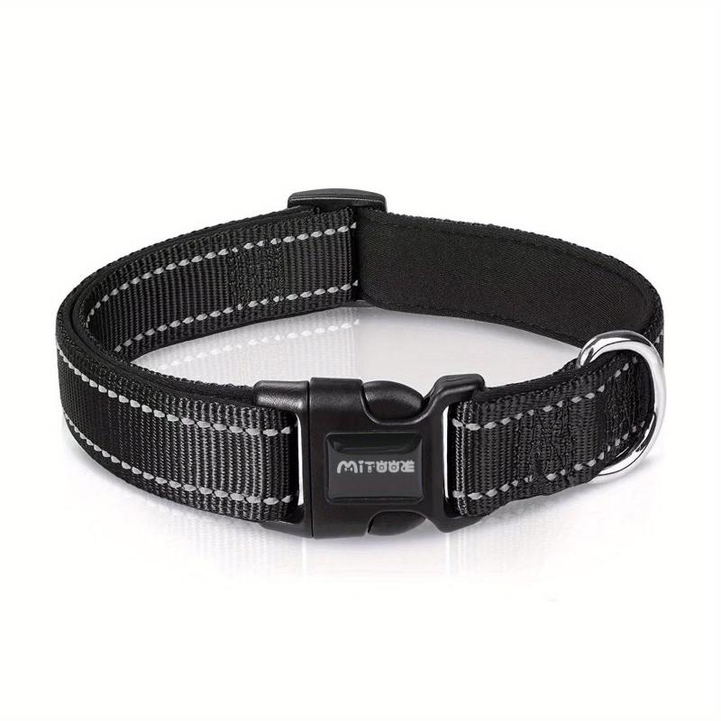 Reflective Dog Collar Soft Neoprene Padded Breathable Nylon Collar