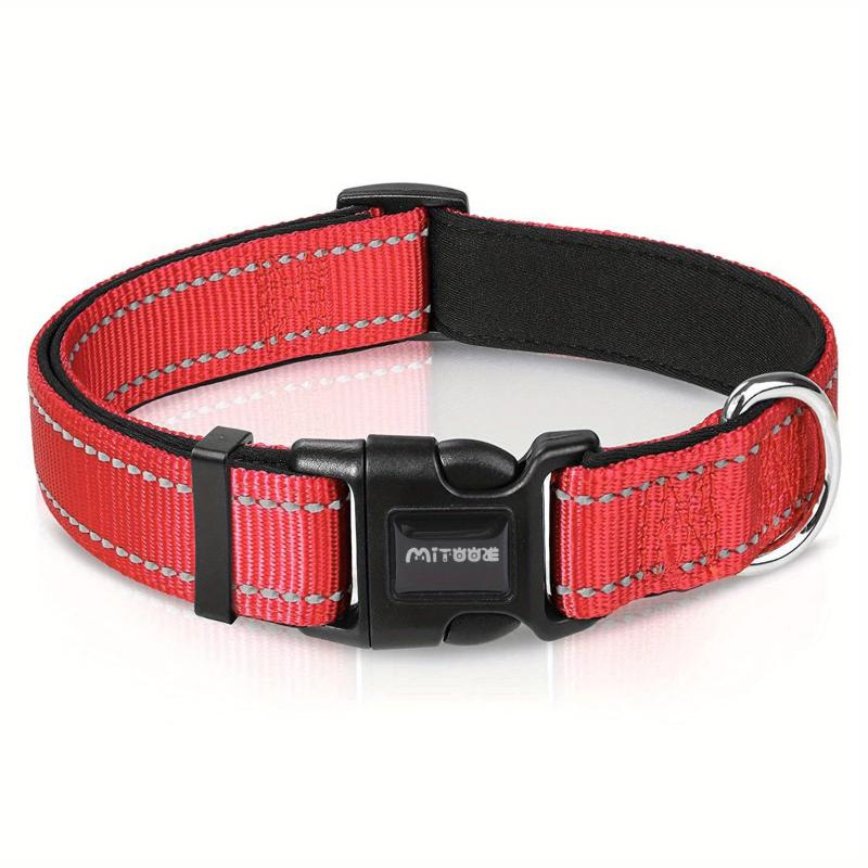 Reflective Dog Collar Soft Neoprene Padded Breathable Nylon Collar