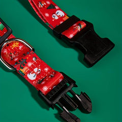Festive Christmas Dog Collar with Santa & Christmas Tree Pattern