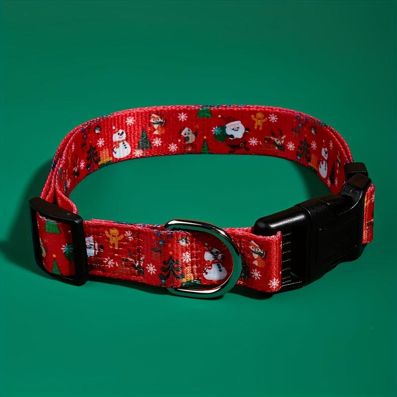 Festive Christmas Dog Collar with Santa & Christmas Tree Pattern