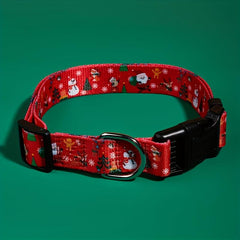 Festive Christmas Dog Collar with Santa & Christmas Tree Pattern