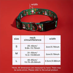 Festive Christmas Dog Collar with Santa & Christmas Tree Pattern