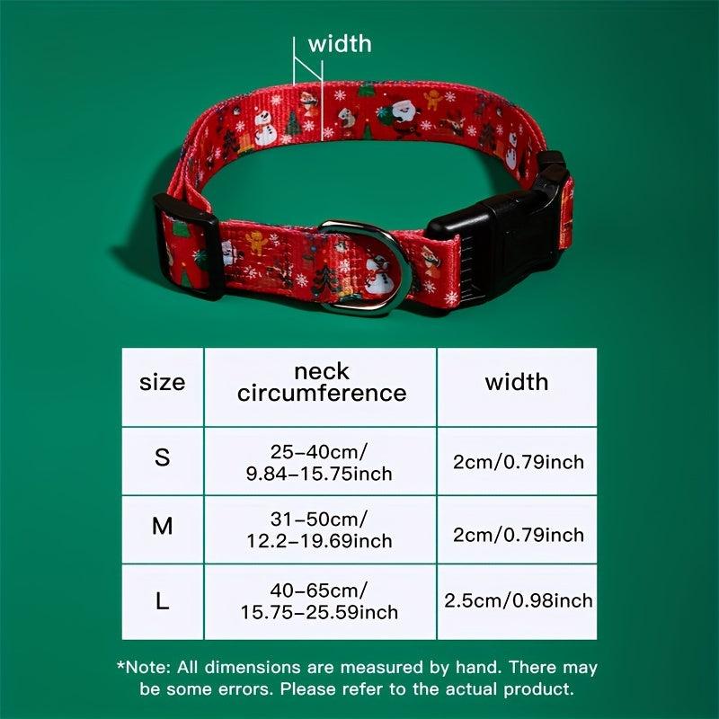 Festive Christmas Dog Collar with Santa & Christmas Tree Pattern