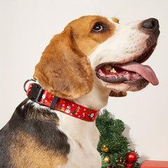 Festive Christmas Dog Collar with Santa & Christmas Tree Pattern