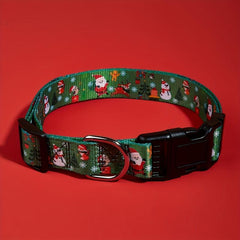 Festive Christmas Dog Collar with Santa & Christmas Tree Pattern