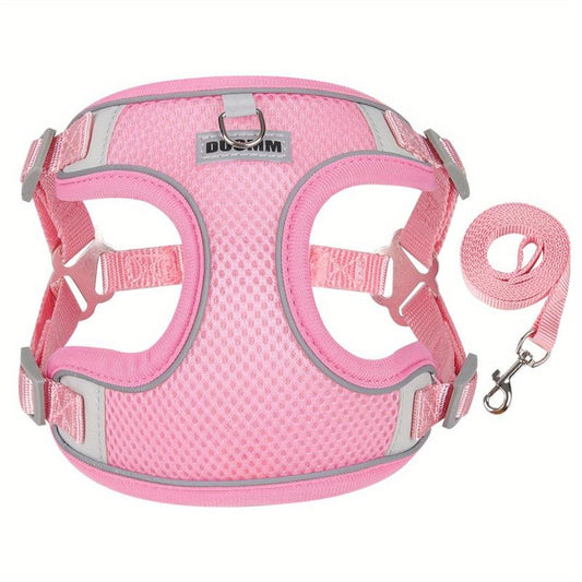 Soft Adjustable Reflective Puppy Harness and Leash Set