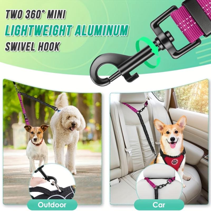 Dual Dog Leash Attachment - Shock Absorbing Bungee - No Tangle