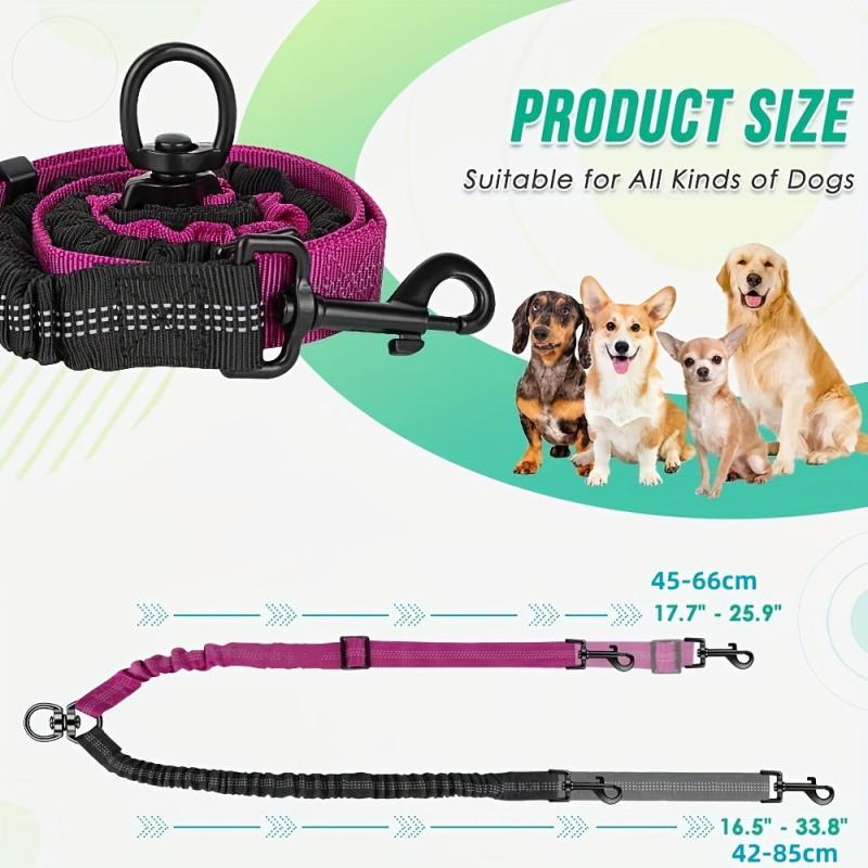 Dual Dog Leash Attachment - Shock Absorbing Bungee - No Tangle