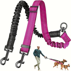 Dual Dog Leash Attachment - Shock Absorbing Bungee - No Tangle