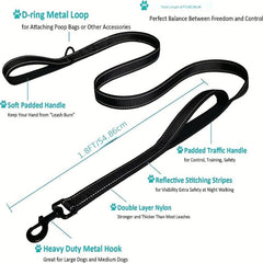 Reflective Dog Leash with Dual Handles - Medium/Large Dogs
