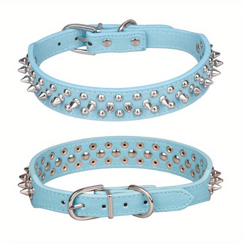Spiked Dog Collar with Mushrooms Rivet & Spikes, Adjustable & Durable