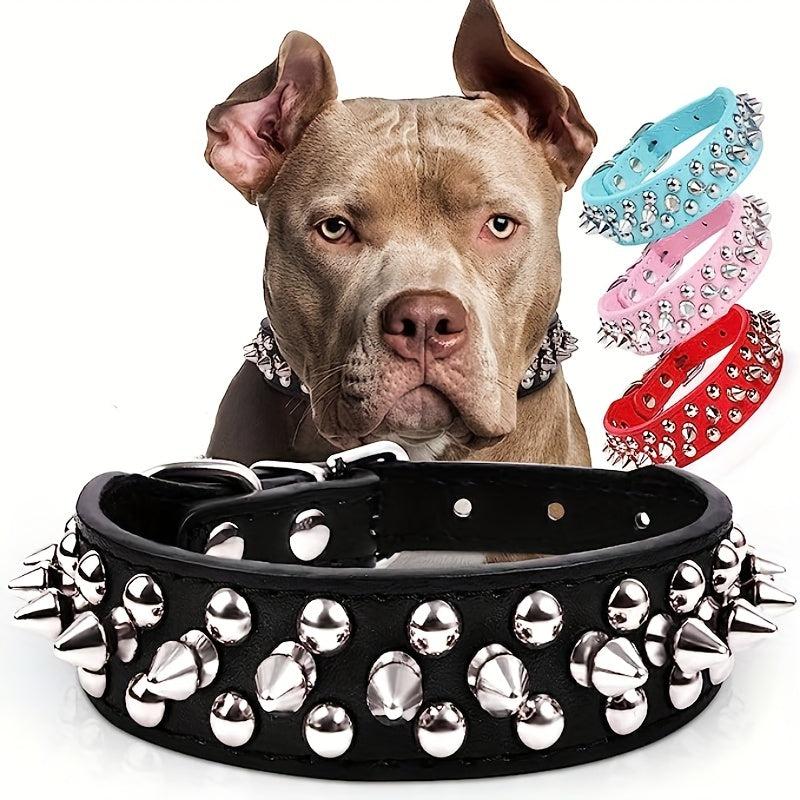 Spiked Dog Collar with Mushrooms Rivet & Spikes, Adjustable & Durable
