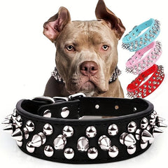 Spiked Dog Collar with Mushrooms Rivet & Spikes, Adjustable & Durable