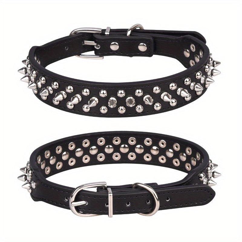 Spiked Dog Collar with Mushrooms Rivet & Spikes, Adjustable & Durable