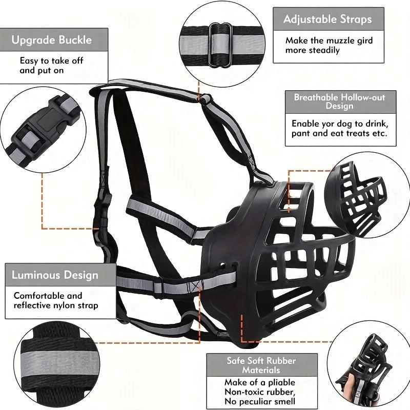 Breathable Reflective Dog Muzzle Durable Prevent Biting Chewing