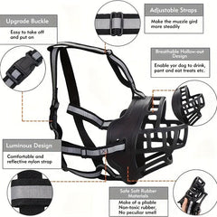 Breathable Reflective Dog Muzzle Durable Prevent Biting Chewing
