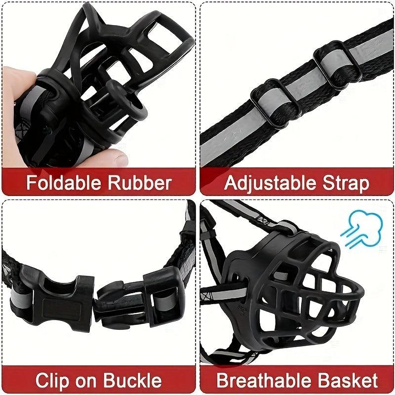 Breathable Reflective Dog Muzzle Durable Prevent Biting Chewing