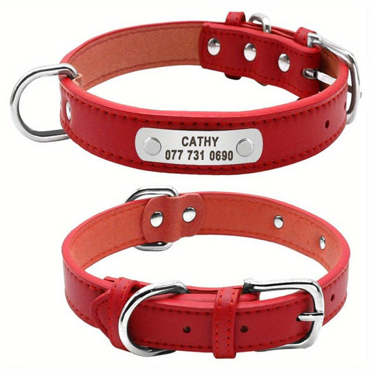 Customized PU Leather Dog Collar for Small, Medium & Large Dogs
