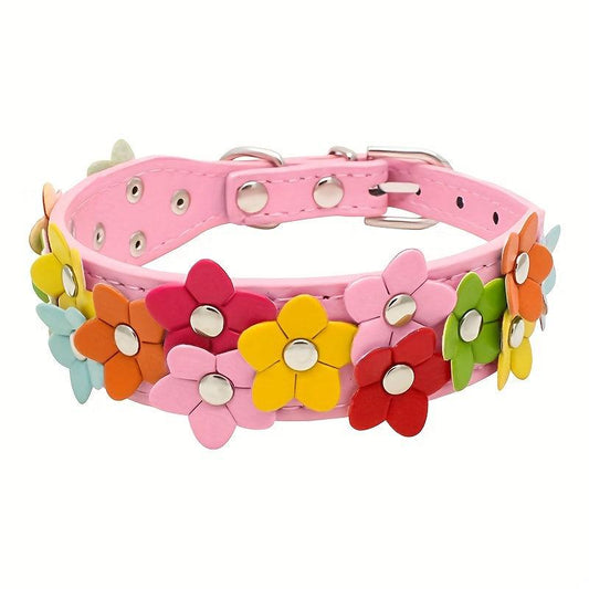 Colorful Pet Collar with Double Flower Decoration for Small Medium Dog