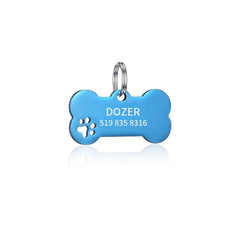 Engraved Dog Bone Shape Name Tags with Phone Number