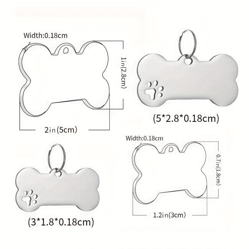 Engraved Dog Bone Shape Name Tags with Phone Number