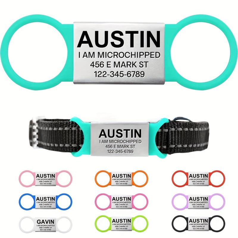 Custom Engraved Slide On Pet ID Tag for Dogs and Cats