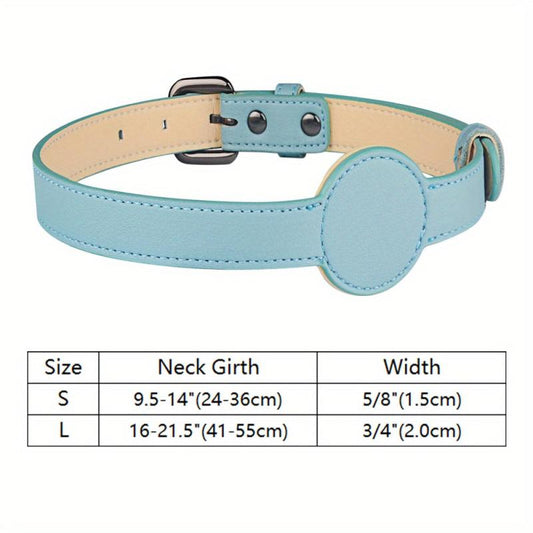 Adjustable Leather Dog Collar Holder For Airtag Anti Lost Durable