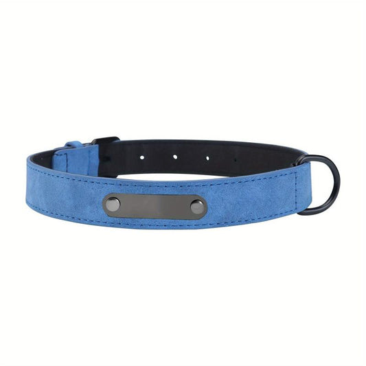 Personalized Leather Dog Collar Engraved Nameplate Small Medium Large