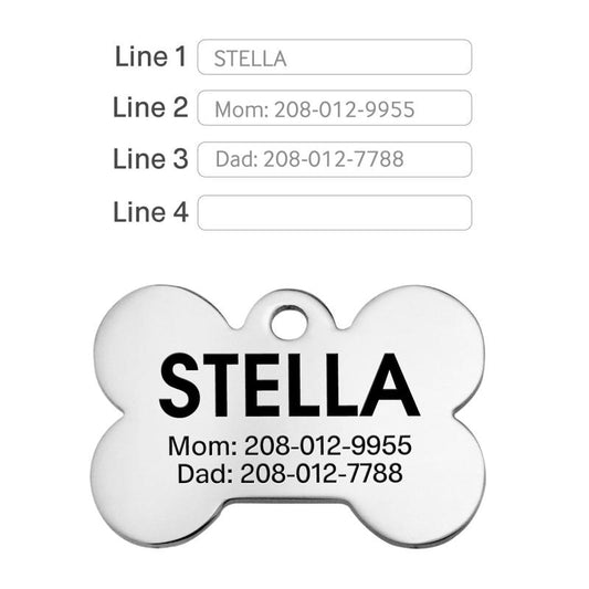 Personalized Stainless Steel Pet ID Tag - Double Sided Engraving