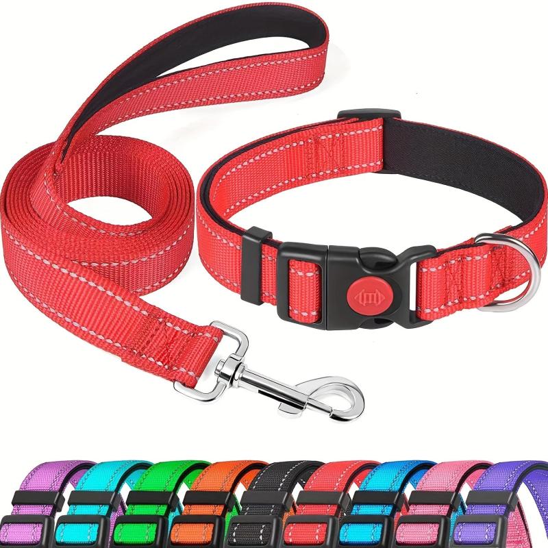 Reflective Dog Collar & Leash Set - Stylish & Durable - Adjustable & Comfortable