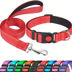 Reflective Dog Collar & Leash Set - Stylish & Durable - Adjustable & Comfortable