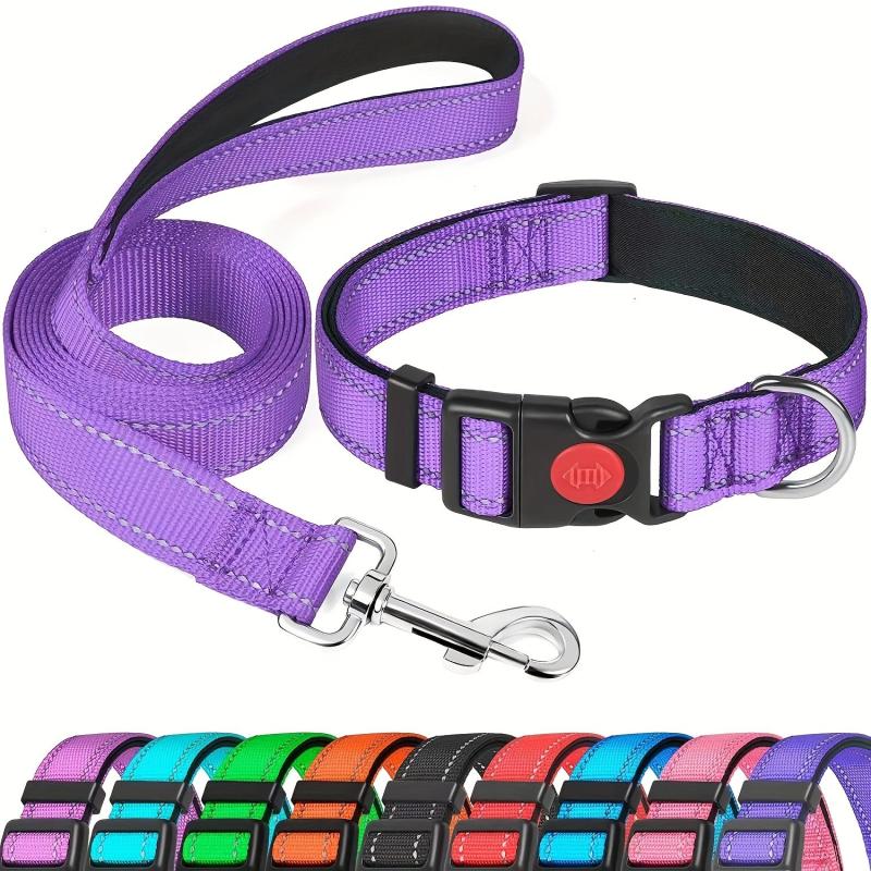 Reflective Dog Collar & Leash Set - Stylish & Durable - Adjustable & Comfortable