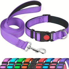 Reflective Dog Collar & Leash Set - Stylish & Durable - Adjustable & Comfortable