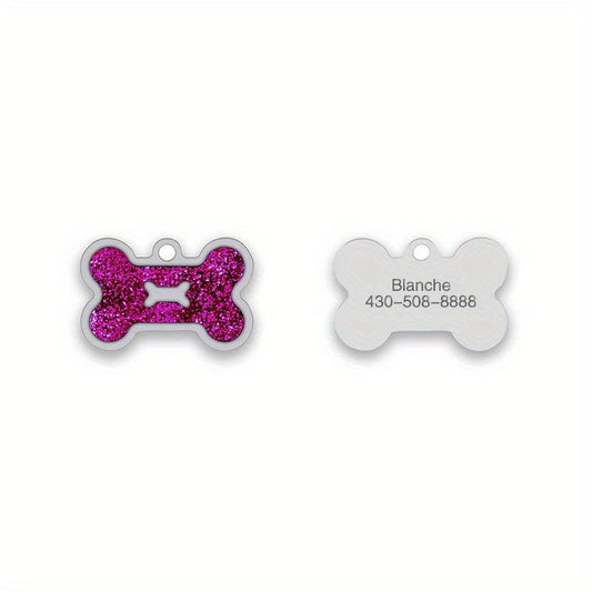Engraved Dog ID Tags - Bone Shaped Pendant for Large, Medium, Small Dogs & Cats