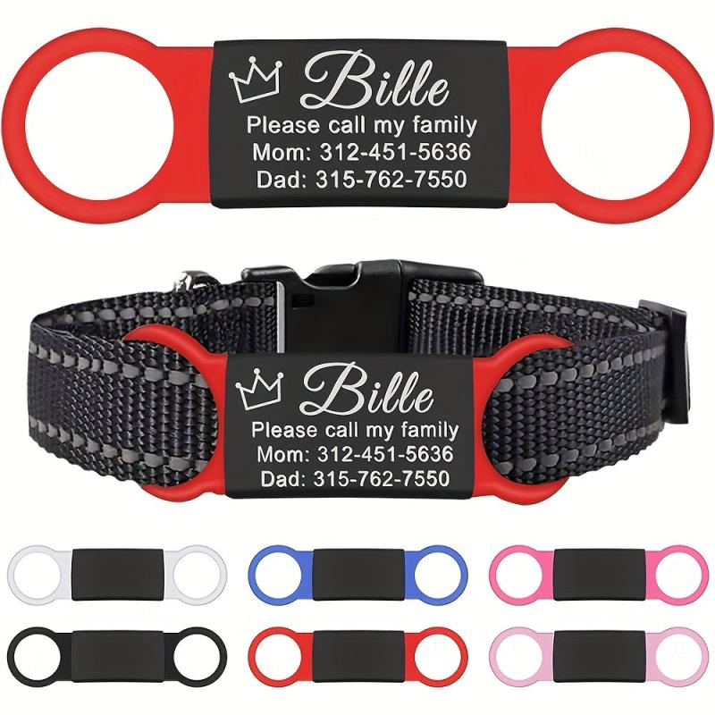 Slide-On Engraved Dog Name Tag No Noise