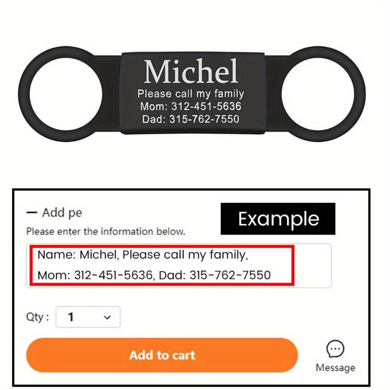 Slide-On Engraved Dog Name Tag No Noise