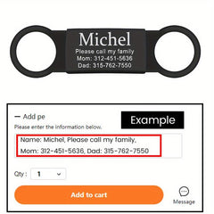 Slide-On Engraved Dog Name Tag No Noise