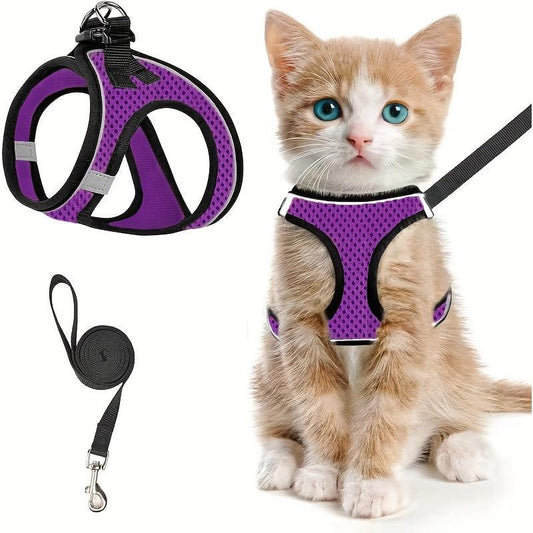 Escape Proof Cat Harness Leash Reflective Kitten Vest for Walking