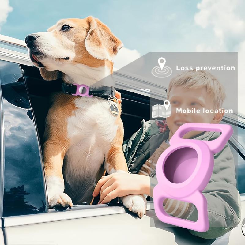 2pcs Dog Collar Holder With Air Tag Silicone Cat Pet Collar Loop Holder