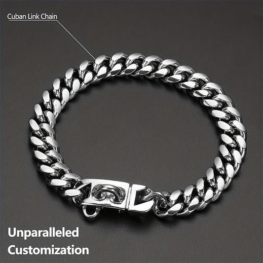 Waterproof Cuban Link Dog Collar Stainless Steel Buckle for Large Breeds