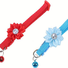 Adjustable Cat Collar with Bell and Pearl - Stylish Pet Accessory